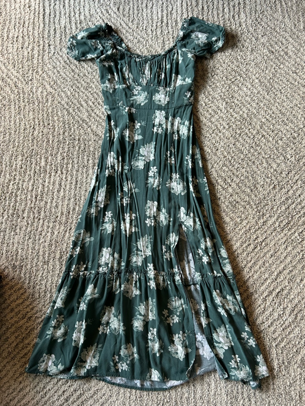 Women’s Floral Green Smocked Maxi Dress